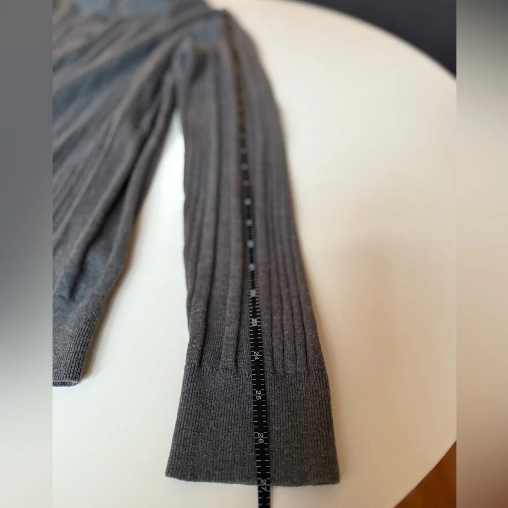 BR Banana Republic 100% Cotton XL Knit Polo Sweater Gray Ribbed Long Sleeve
